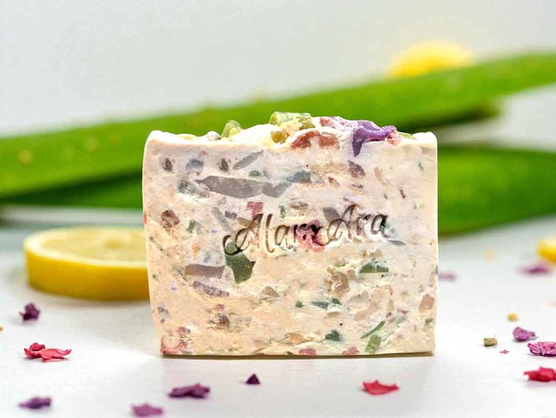 Beautiful Alamara organic confetti soap with natural ingredients for nourished skin