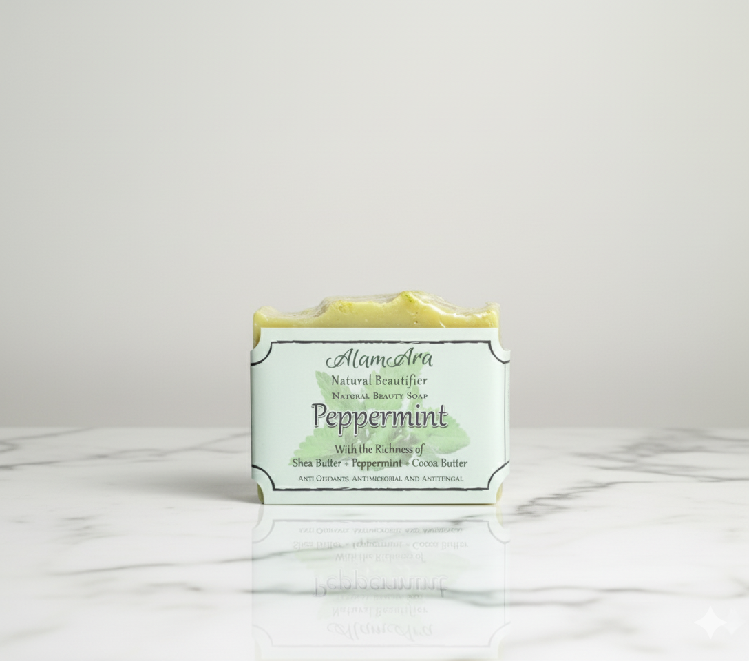 Best soap for hot weather and body acne. Chemical-free peppermint and menthol soap with deep moisturizing cocoa butter