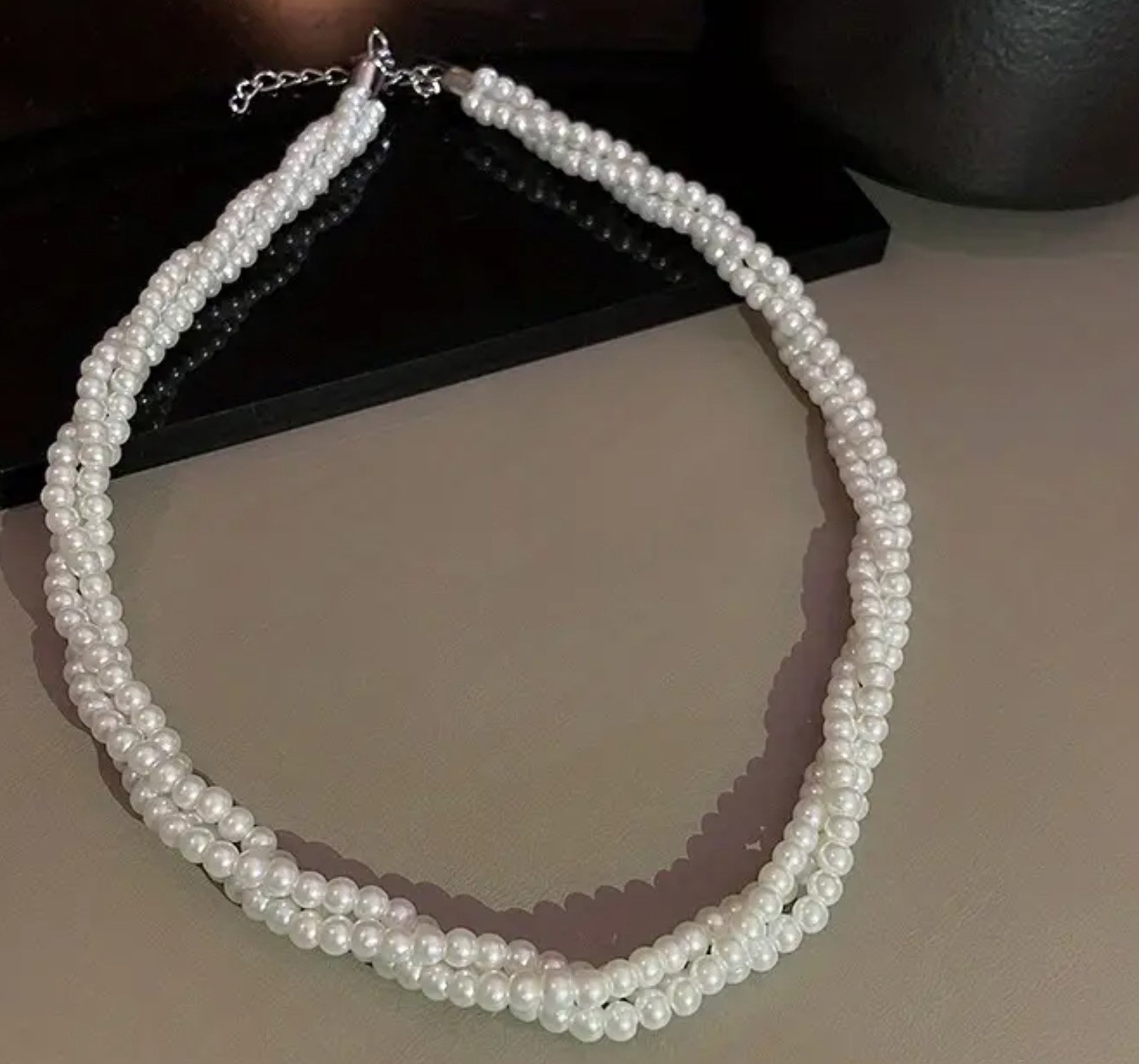 Alam Ara exquisite multi strand chunky pearl statement necklace, front view