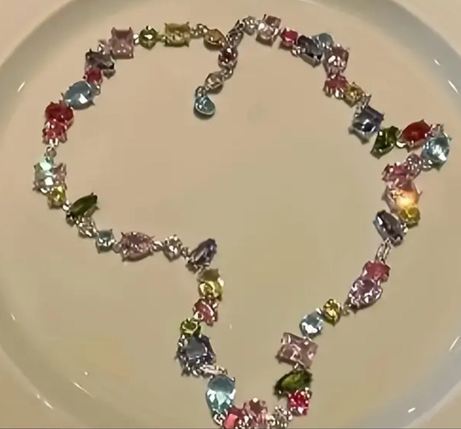 Alam Ara exquisite rainbow zircon crystal fancy necklace, front view