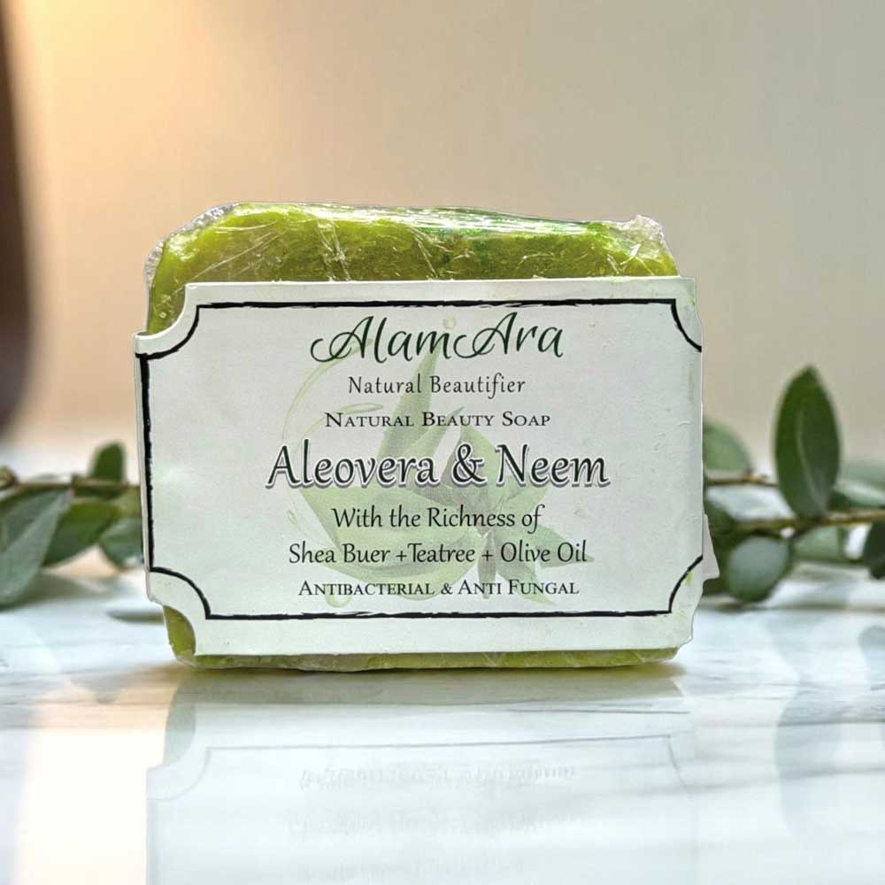 Alamara natural aloe vera and neem soap bar, anti-bacterial and skin healing