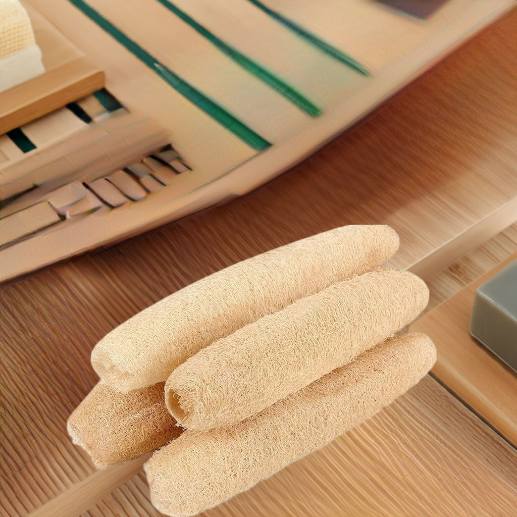 Close-up of Alam Ara natural loofah texture, providing gentle skin polishing and smoothing.