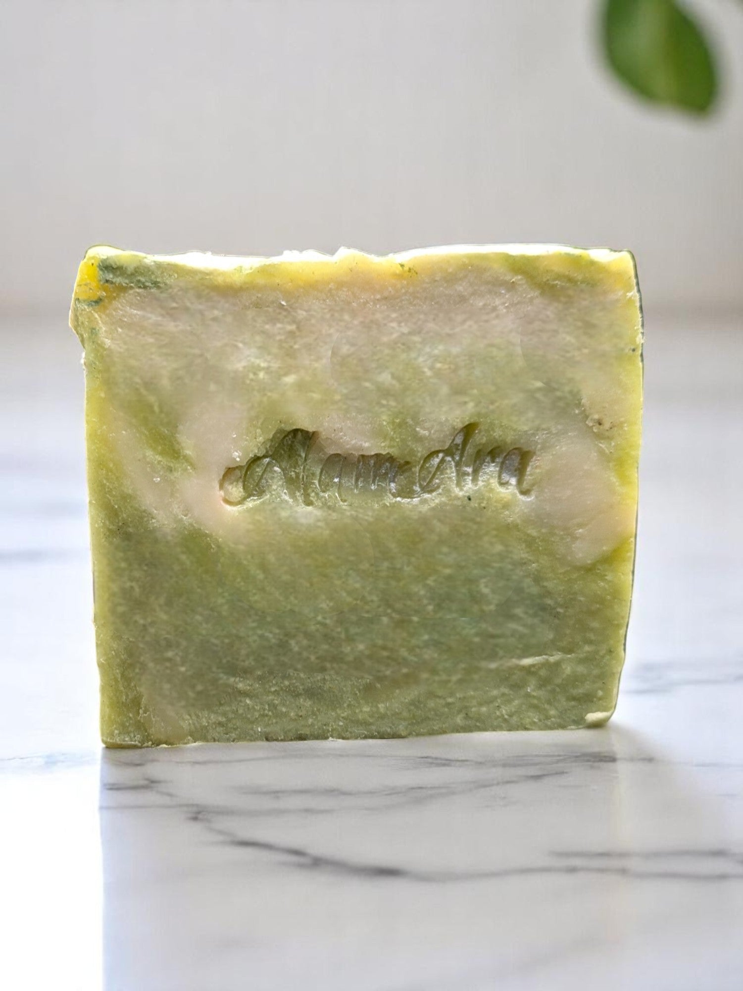 Alam Ara organic peppermint and menthol soap bar with green clay, for an invigorating cooling and detoxifying cleanse.