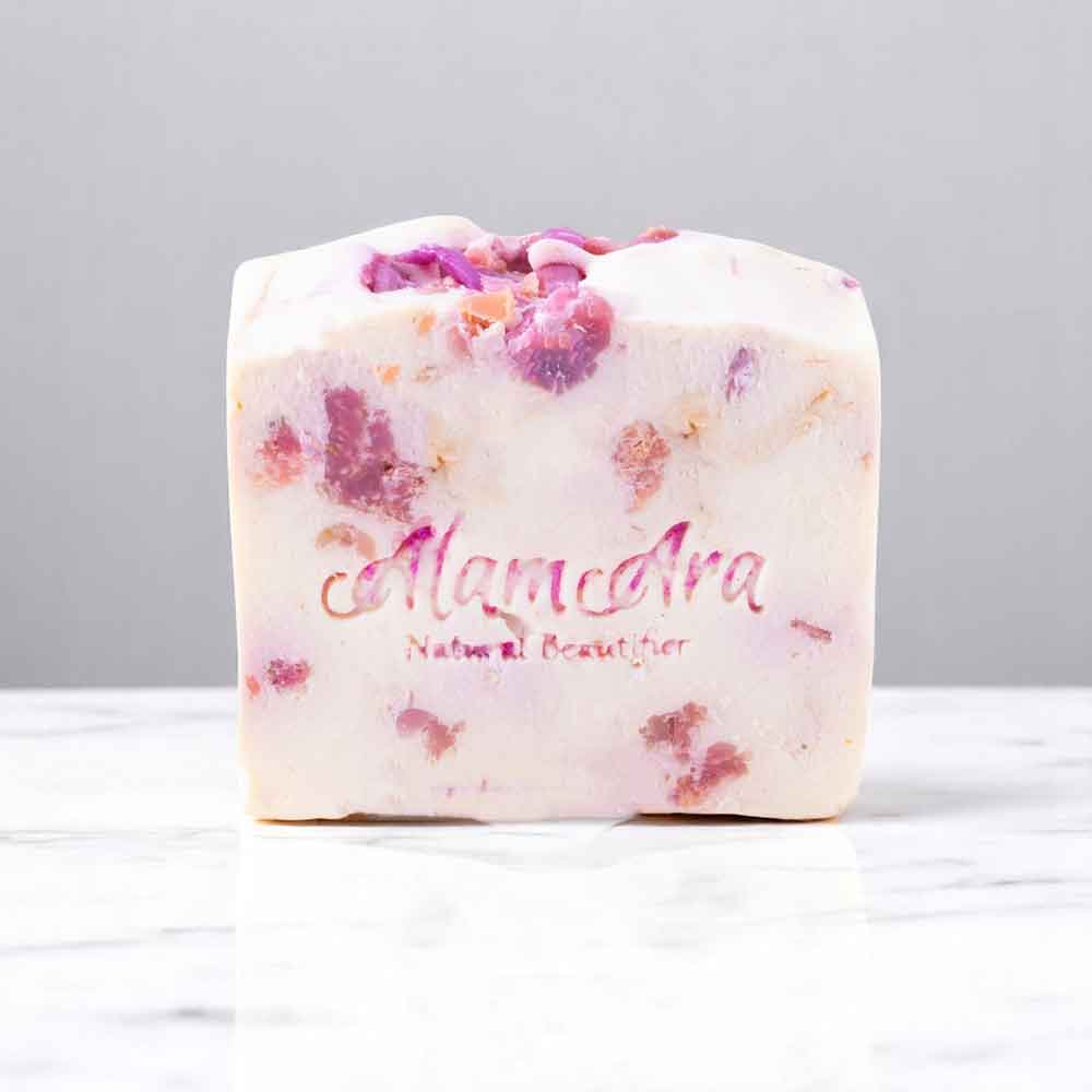 Alamara organic rice milk and jasmine soap bar, handcrafted for natural skin brightening