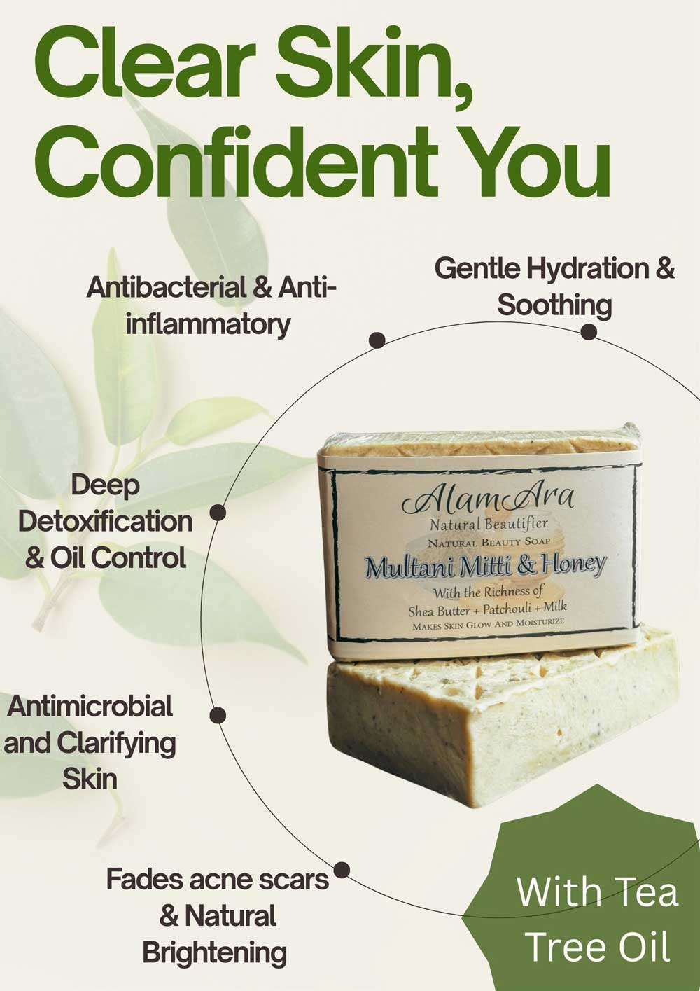 Organic handmade soap for face and body available in Pakistan, made with Multani Mitti.