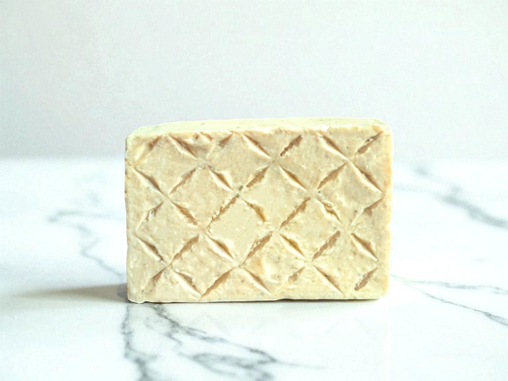 Handmade organic Multani Mitti and honey soap from Alam Ara, infused with tea tree oil for acne-prone skin.