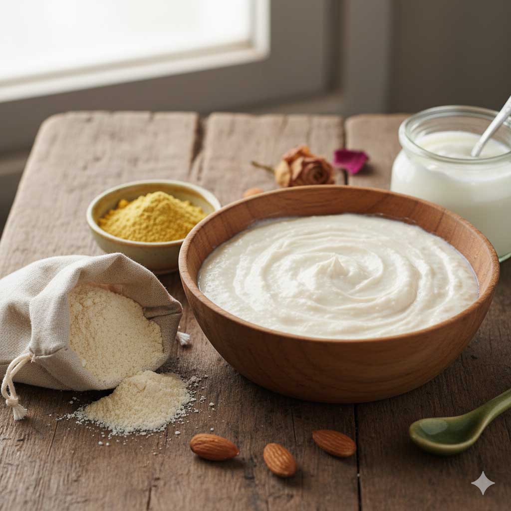 DIY Face Mask Besan, Yougart & Ground Almonds