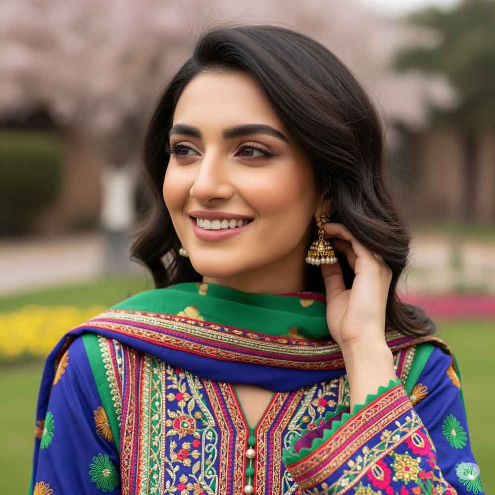 A pakistani women with healthy skin